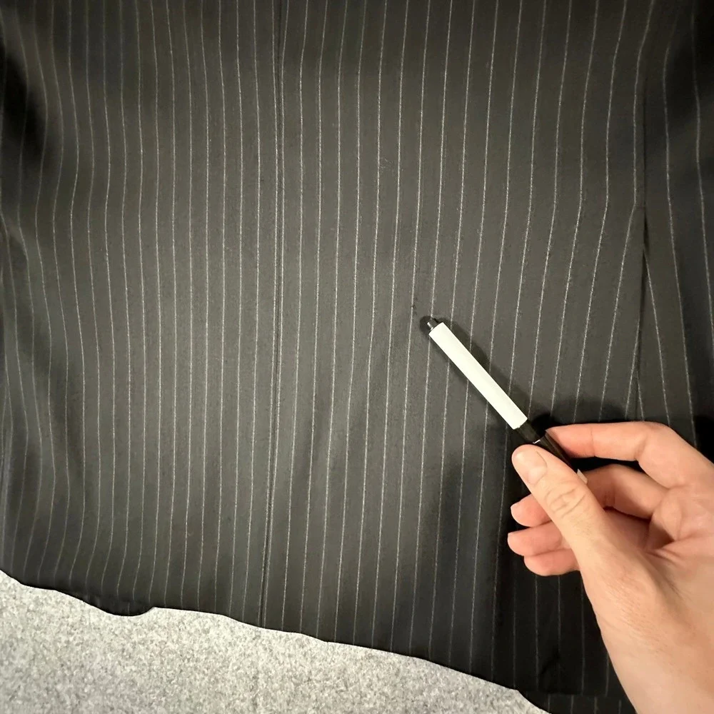 Z Zegna Suit Jacket Mens 52 R Black Pinstripe Wool 2 Button Blazer